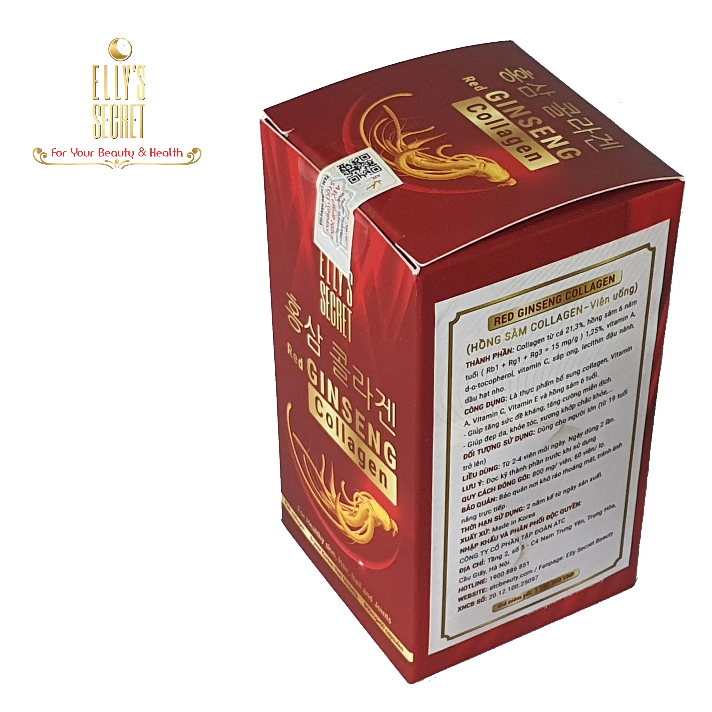 Tem Hộp Viên Uống Hồng Sâm Collagen Cao Cấp Hàn Quốc Hộp 60 Viên - 1store.vn