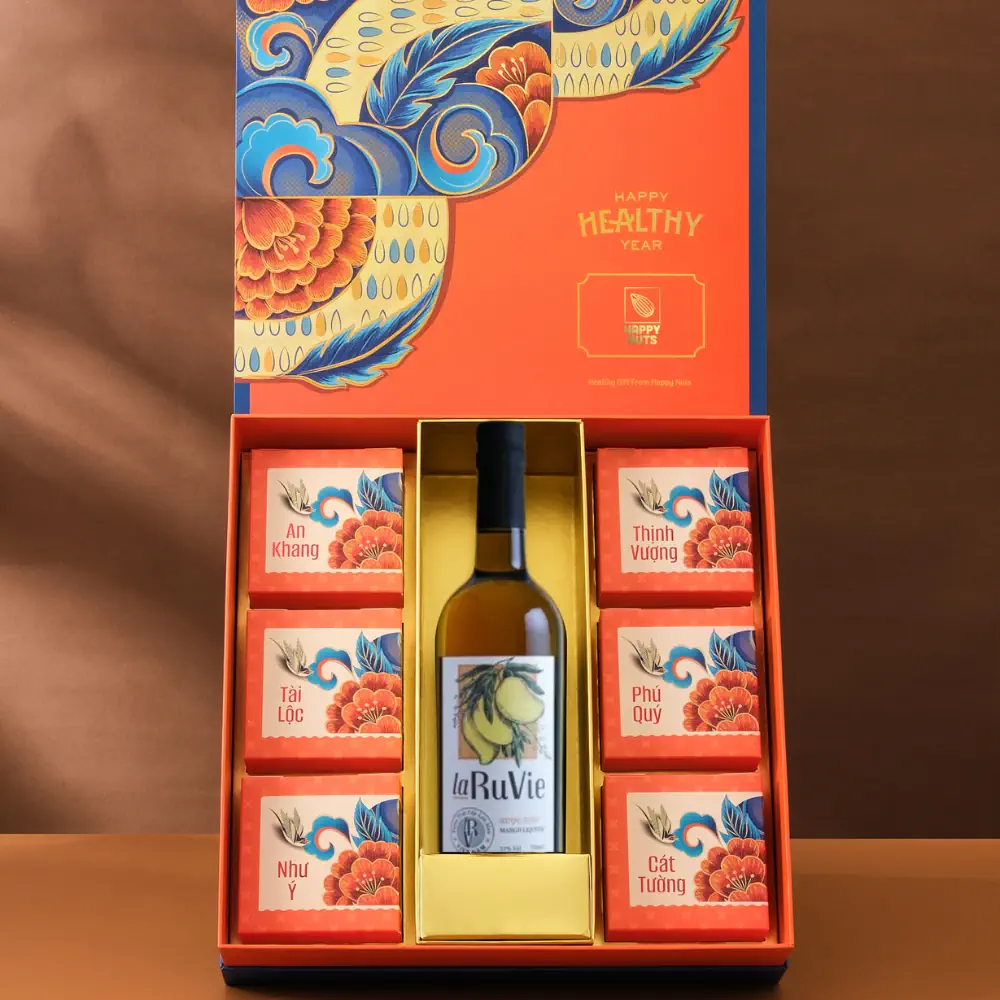 Hộp Quà Tết 2024 Happy Nuts - Hoàng Long Thịnh Vượng 3 (kèm Túi) - 1store.vn