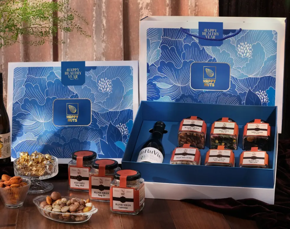 Hộp Quà Tết 2024 Happy Nuts - Sức Khỏe (kèm Túi) - 1store.vn