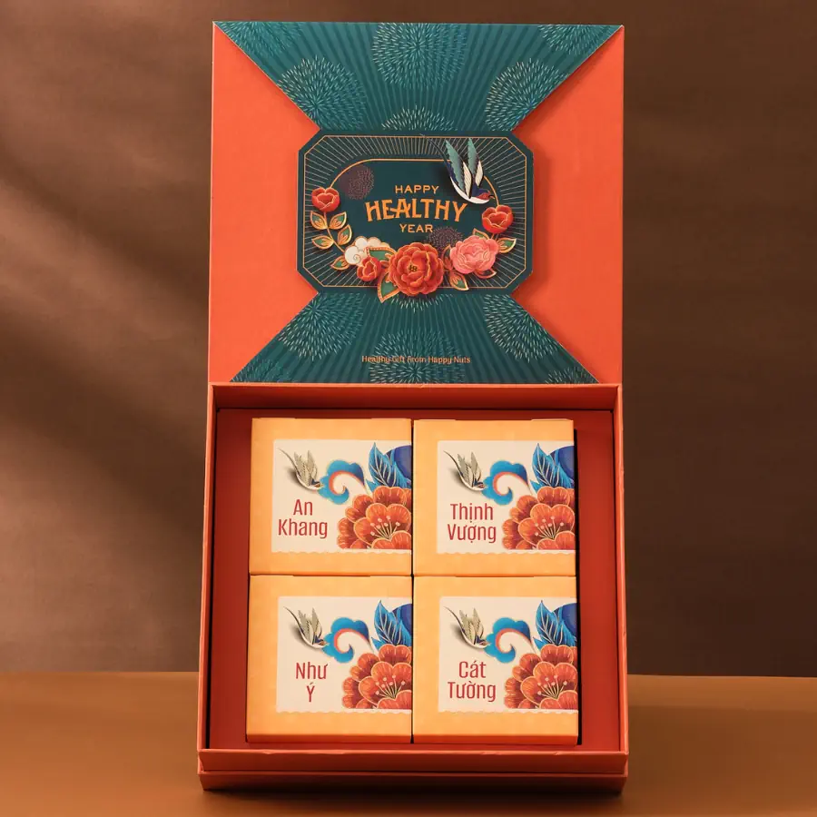 Hộp Quà Tết Happy Nuts 2024 - Hoa Xuân 1 (kèm Túi) - 1store.vn