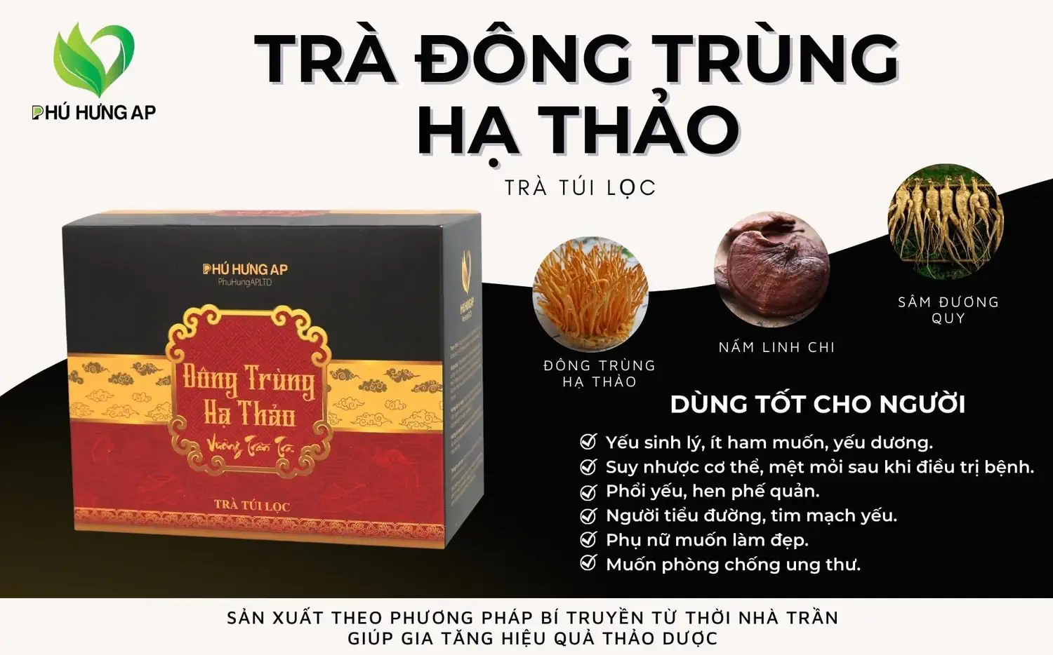 Thành phần và công dụng của Trà túi lọc Đông Trùng Hạ Thảo - 1store.vn