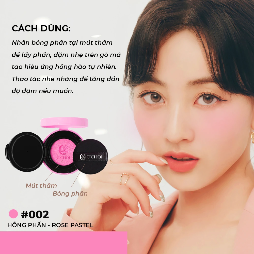 Cách Dùng Phấn Nước Má Hồng C'choi Slim Cushion Blush - 1store.vn