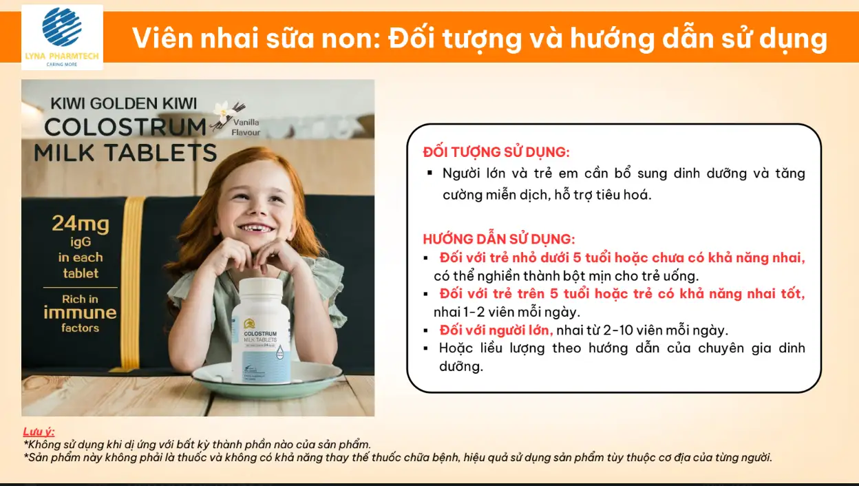 Đối Tượng Và Hướng Dẫn Sử Dụng Viên Nhai Sữa Non Kiwi Golden Kiwi Colostrum Milk Tablets 24igg - Droppii Mall