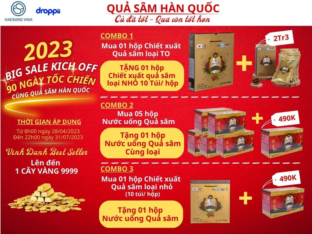 Khuyến mãi Chiết xuất Quả nhân sâm Hàn Quốc và Nước uống Quả nhân sâm Haesong Vina chính hãng giá tốt - 1store.vn