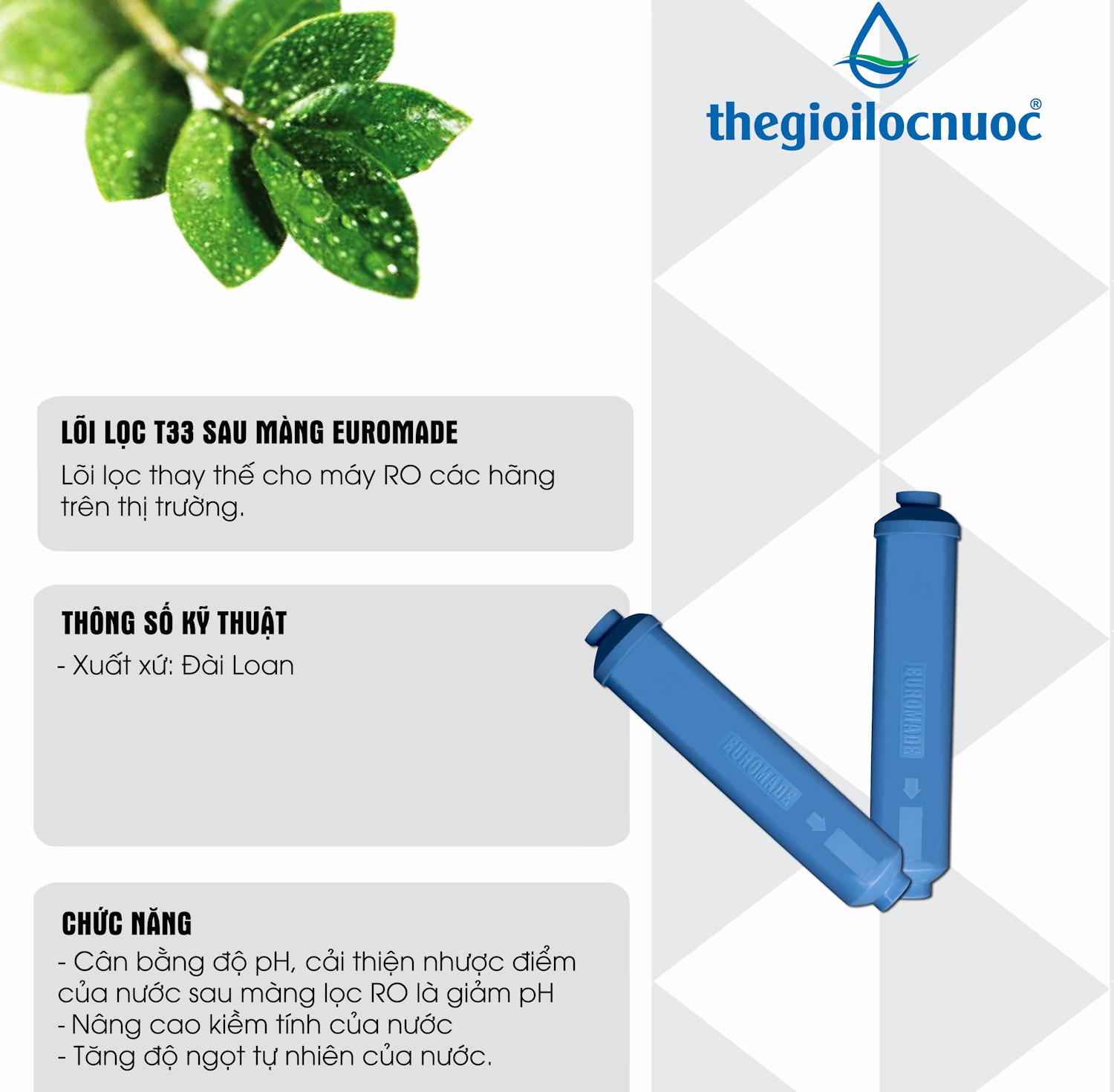 Thông Tin Lõi Lọc T33 Sau Màng Ro - Euromade
