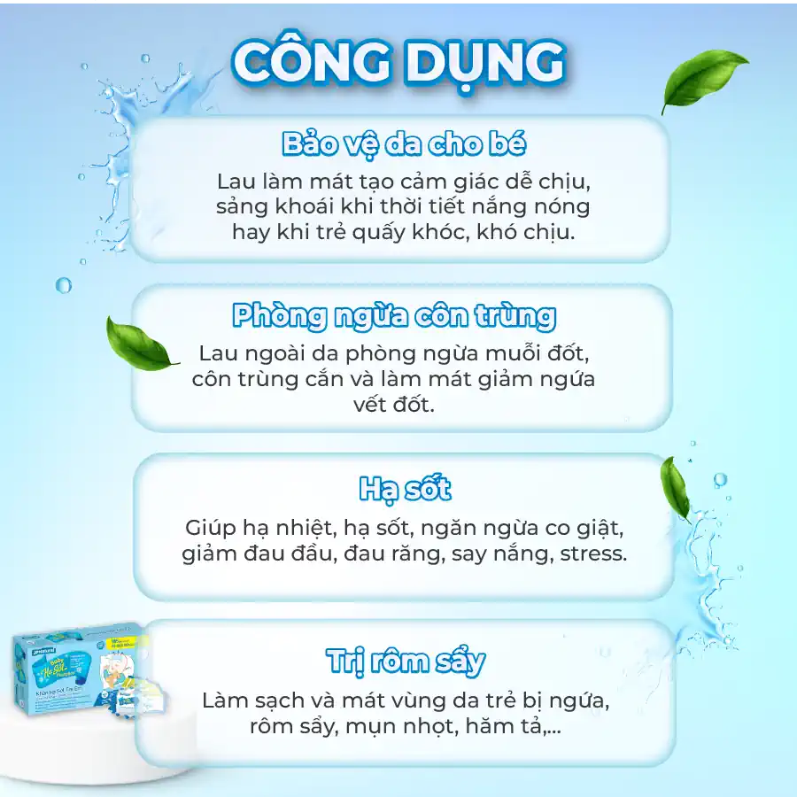 Công Dụng Của Khăn Lau Hạ Sốt Trẻ Em Baby Hạ Sốt Pharphap - Jp Natural - 1store.vn