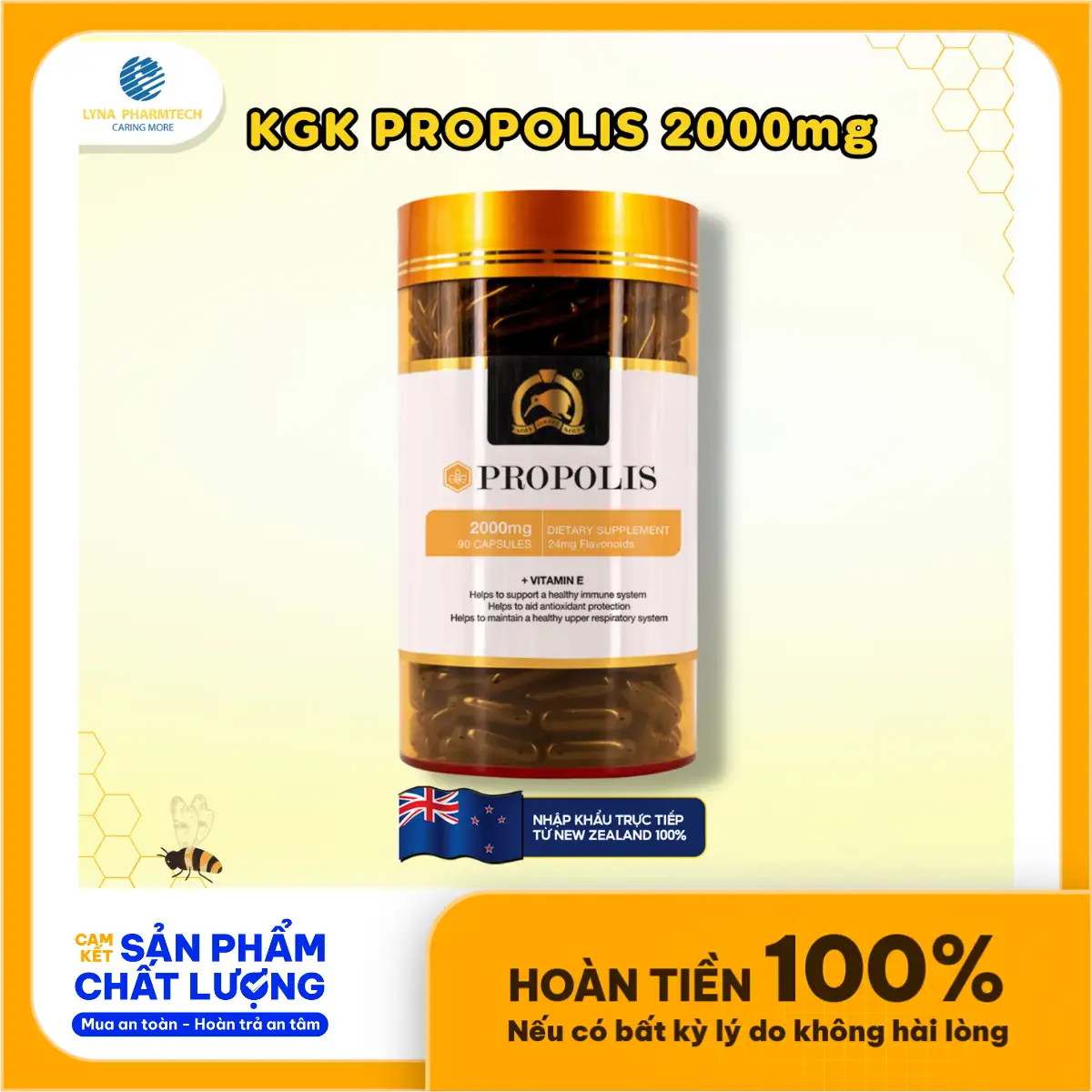 Kgk Propolis 2000mg 90 Viên - Viên Keo Ong Bảo Vệ Hô Hấp - Droppii Mall