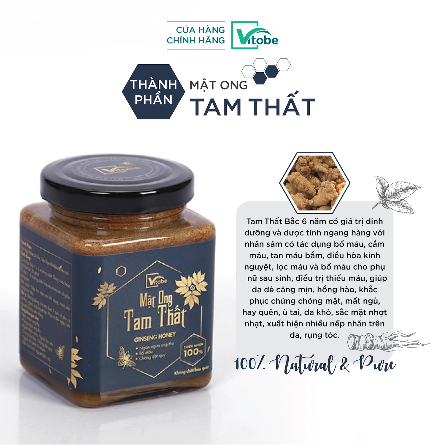 Thành Phần Mật Ong Tam Thất Bắc Vitobe - 1store.vn