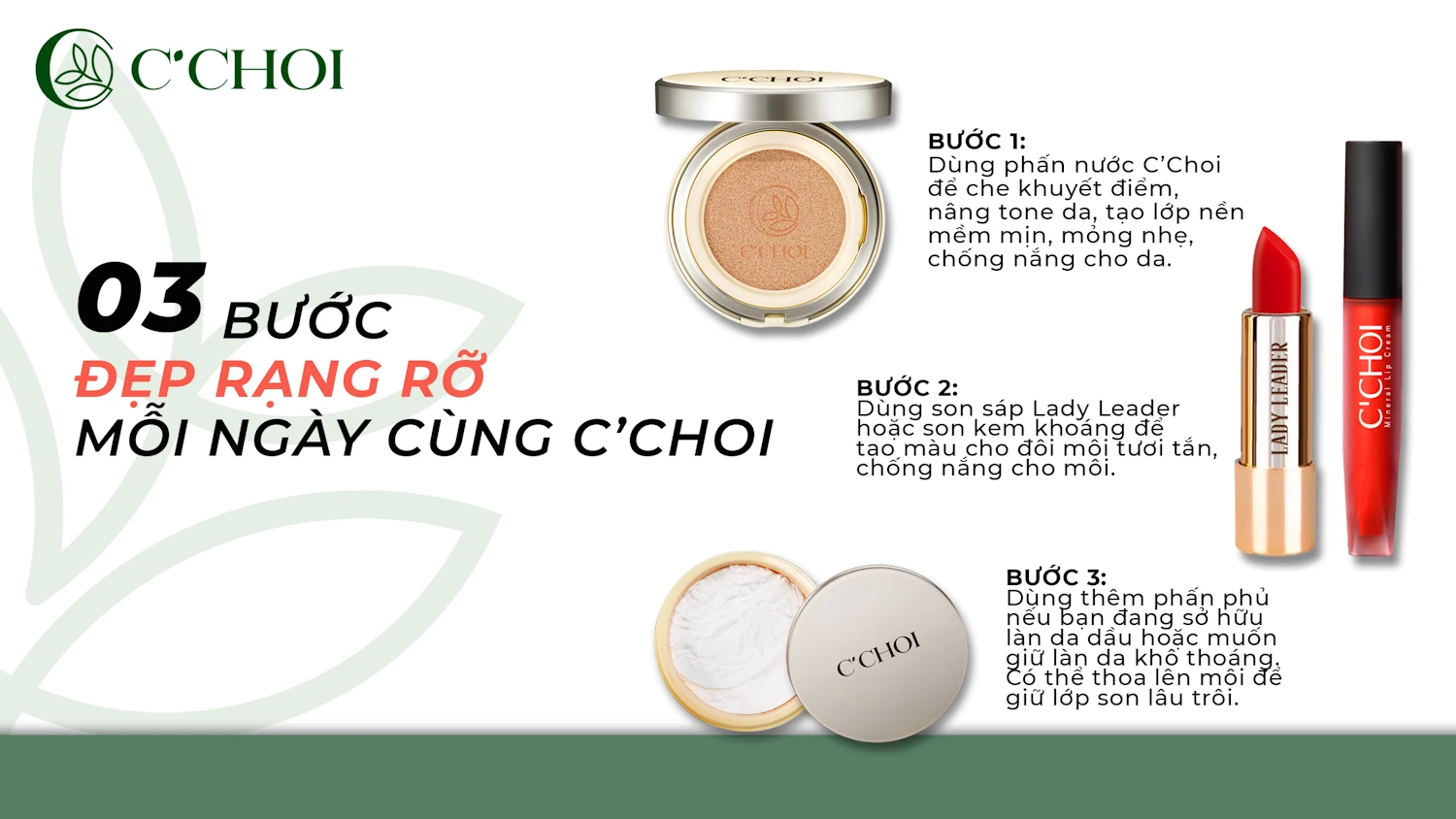 3 Bước Rạng Rỡ Cùng Son Sáp C’choi- Lady Leader - Natural Makeup - 1store.vn
