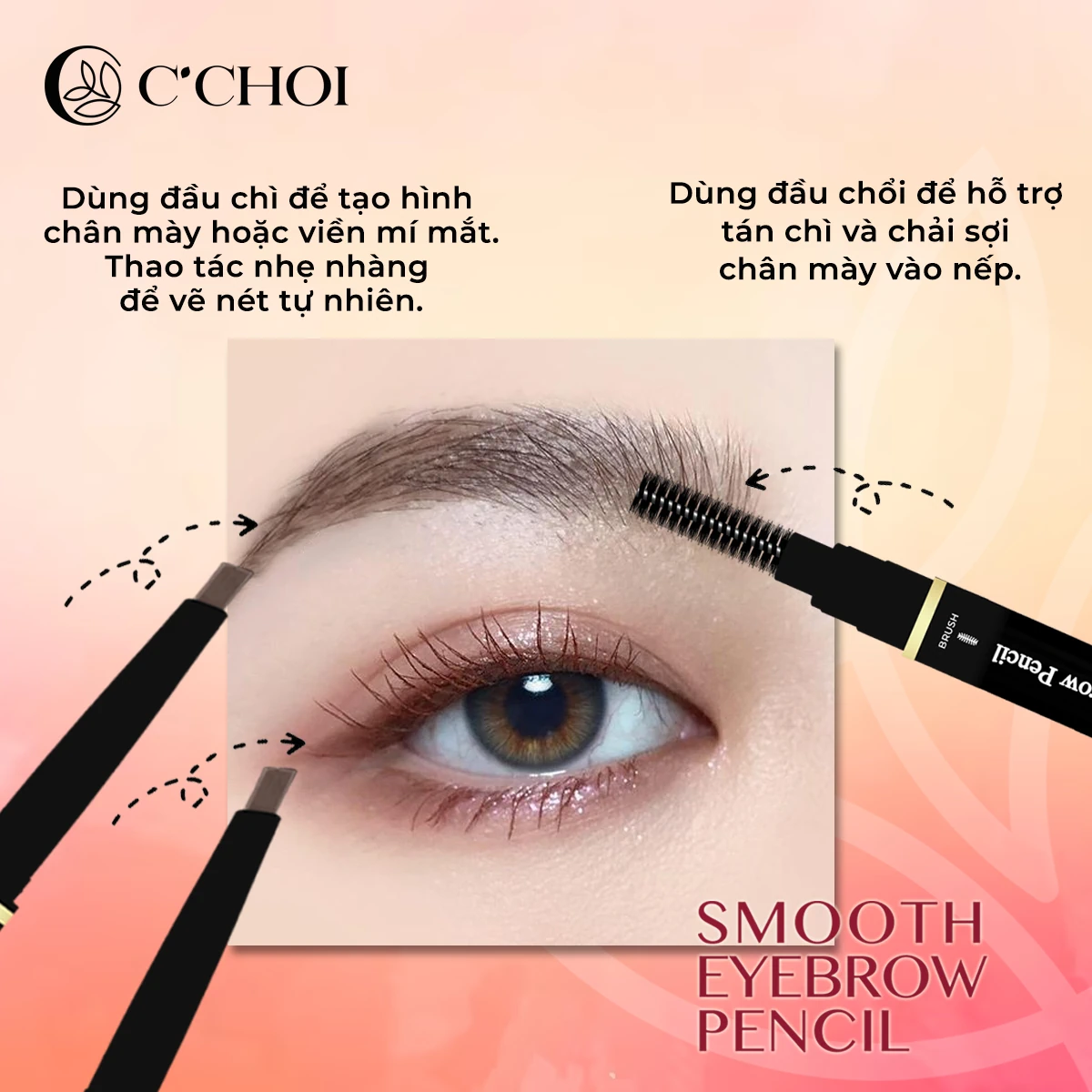 Cách Sử Dụng Chì Kẻ Mày C'choi - Smooth Eyebrow Pencil - Punar - 1store.vn