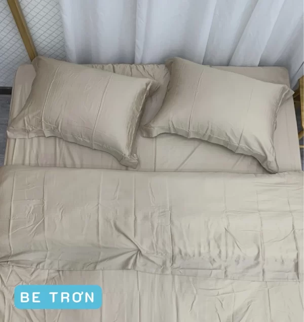 Combo Vỏ Mền Và Vỏ Gối Tencel 60s Mẫu Be Trơn - Tân Phát - 1Store.vn