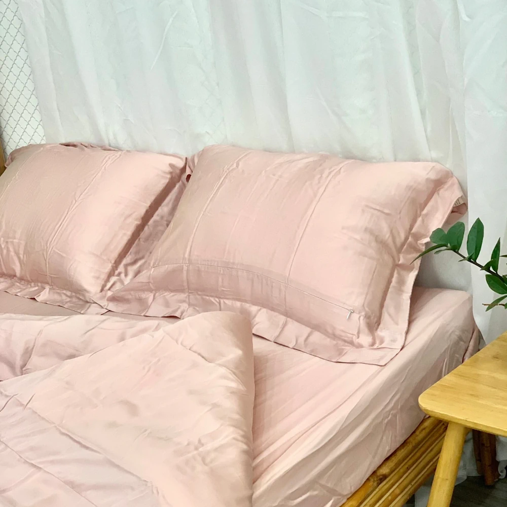 Ga Trải Giường Drap Tencel 60s Màu Hồng - Tân Phát - 1store.vn