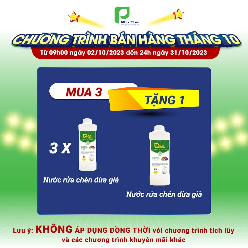 Khuyến Mãi Nước Rửa Chén Dừa Già Econova Phú Thái - 1store.vn