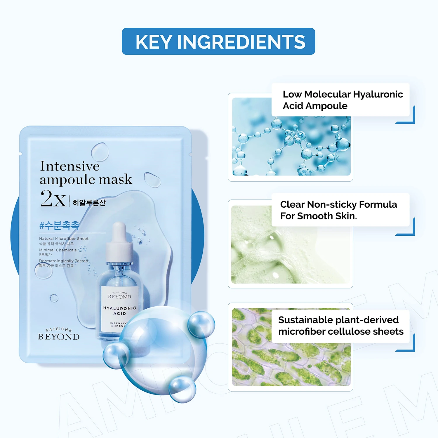 Thành Phần Chính Mặt Nạ Cấp ẩm Beyond Intensive Ampoule Mask 2x Hyaluronic Acid (màu Xanh) - Lg Vina - 1store.vn