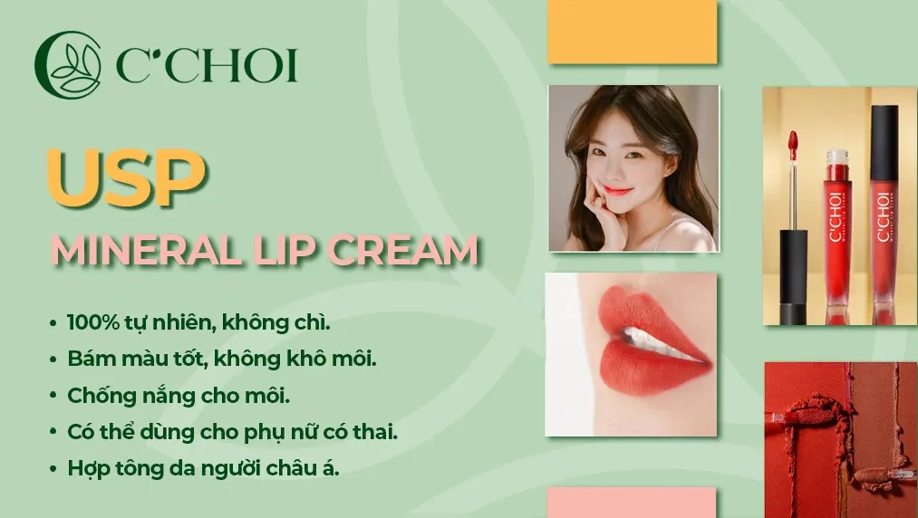 Ưu điểm Son Kem Khoáng C'Choi - Mineral Lip Cream - Punar - 1store.vn