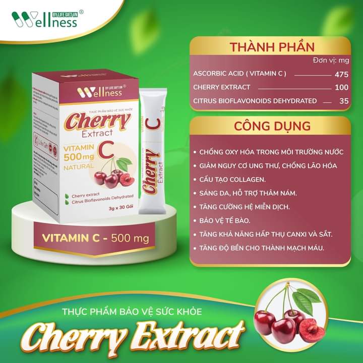 Thành phần và công dụng Cherry Extract - Thương hiệu: wellness By Life Gift VN - 1store.vn 