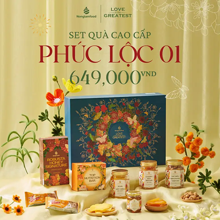 Bộ Hộp Quà Tết 2024 Nông Lâm Food - Tết Phúc Lộc 01 (kèm Túi) - Droppii Mall