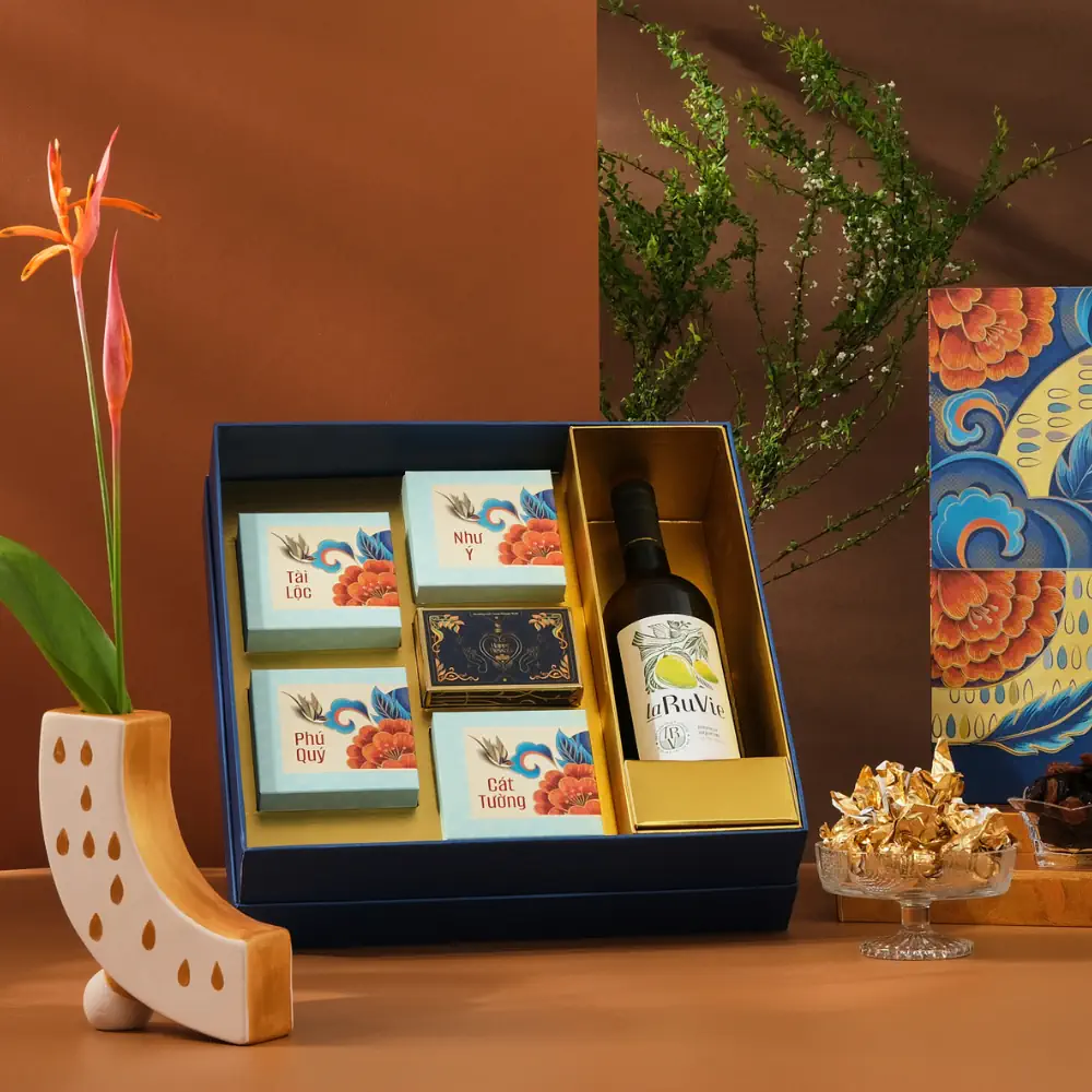 Hộp Quà Tết 2024 Happy Nuts - Thanh Long Cát Tường 3 (kèm Túi) - 1store.vn