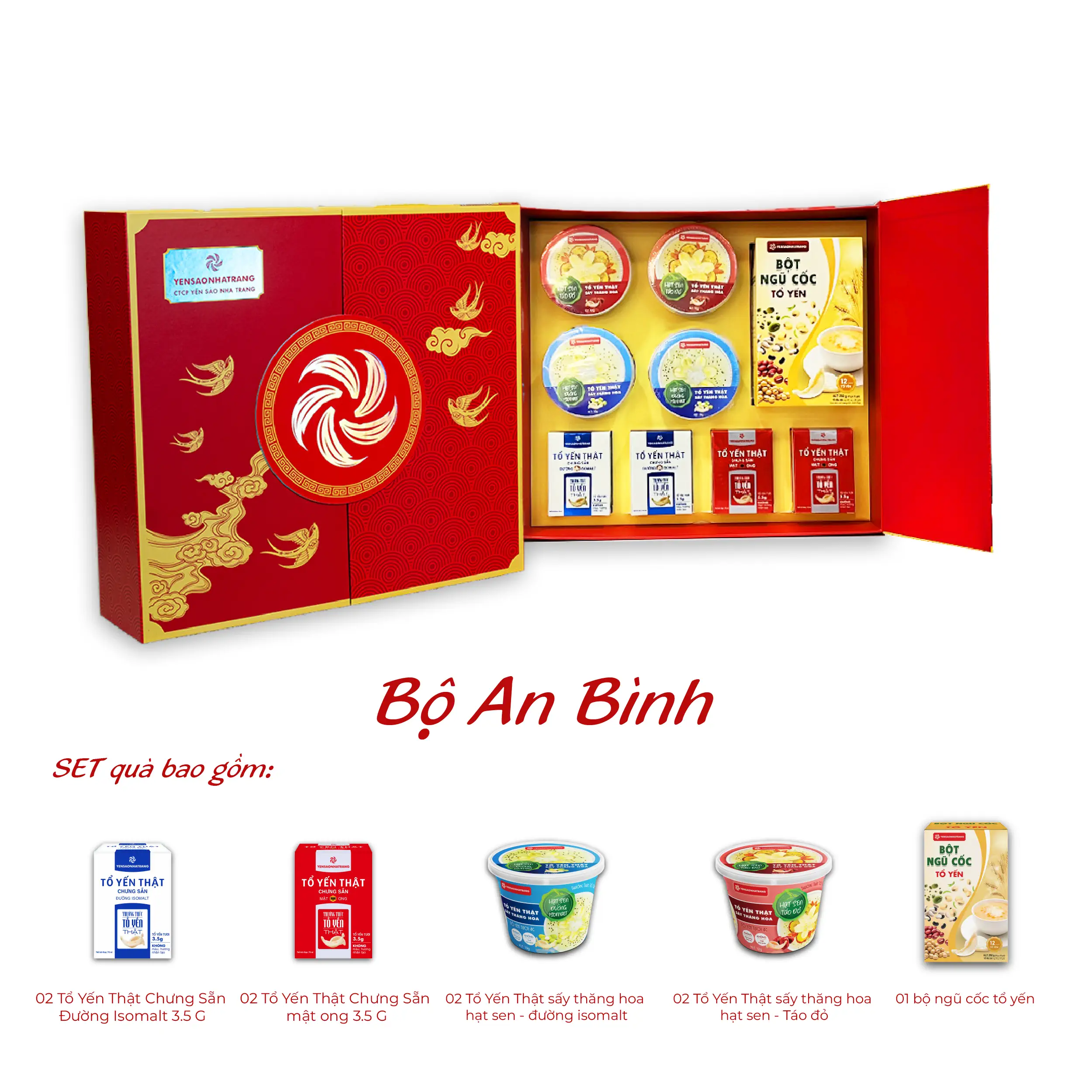 Hộp Quà Tết 2024 Yến Sào Nha Trang – Bộ An Bình (kèm Túi) - Droppii Mall