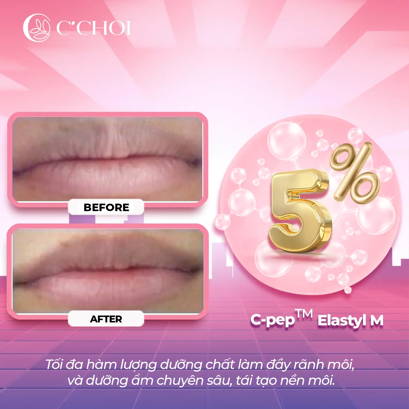 Son Dưỡng Bóng C'choi - Peptide Sheer Color Lip Glow - Làm đầy Rãnh Môi - Dưỡng ẩm Chuyên Sâu - Tái Tạo Nền Môi - 1store.vn