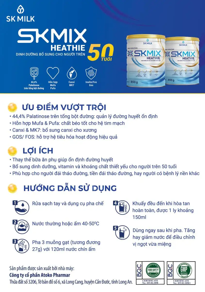 Thông Tin Sản Phẩm Sữa Bột Skmix Heathie - Sk Milk - 1store.vn