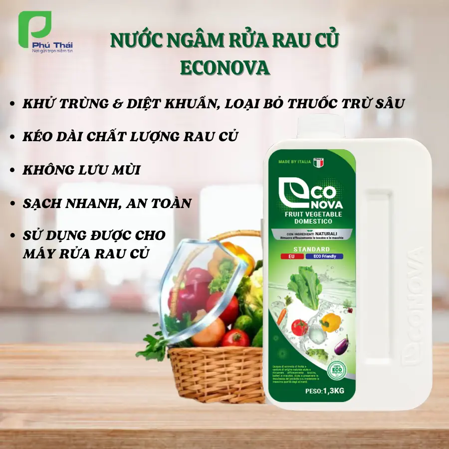 Ưu điểm Nước Ngâm Rửa Rau Củ Quả Econova Fruit Vegetable Domestico - 1store.vn