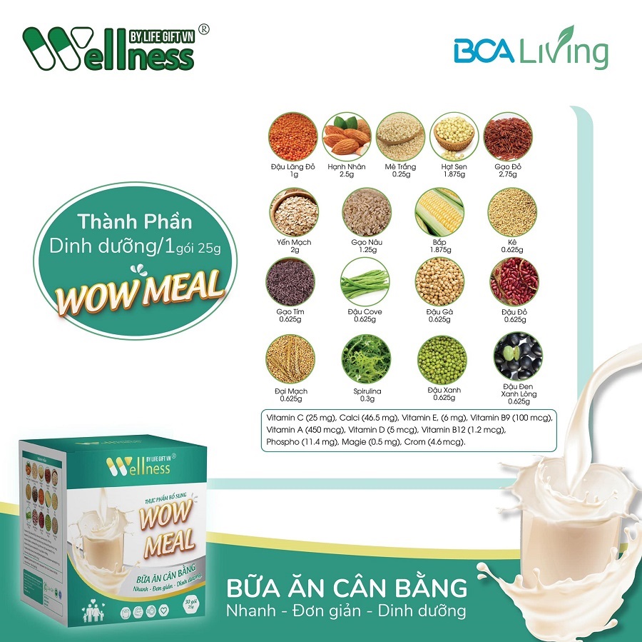 Thành phần Thực phẩm bổ sung dinh dưỡng WOW MEAL - Bữa ăn cân bằng cho gia đình - 1store.vn