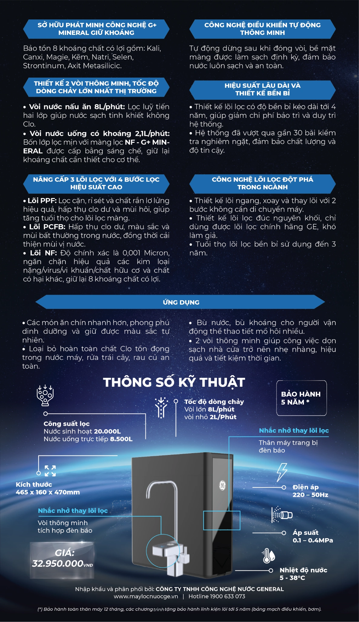 Thông Tin Máy Lọc Nước 2in1 Gtun-8500xds-g