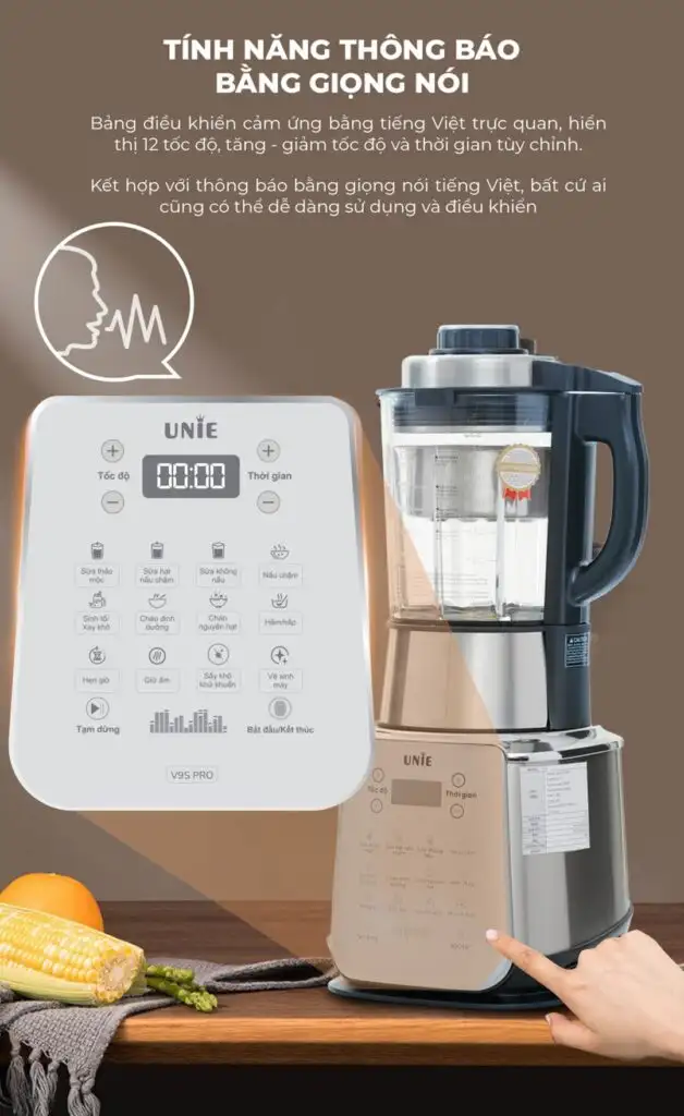 Tính Năng Thông Báo Bằng Giọng Nói - Máy Làm Sữa Hạt Unie V9s Pro