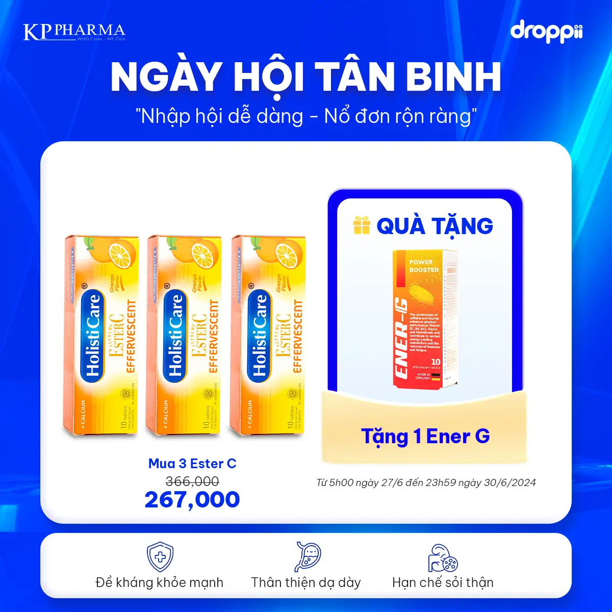 Tặng 1 Thực phẩm bảo vệ sức khỏe viên sủi ENER G [Mua 3 Thực phẩm bảo vệ sức khỏe Ester C]